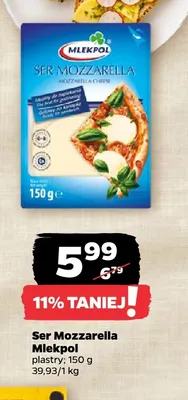 Ser mozzarella w plastrach Mlekpol promocja w Netto