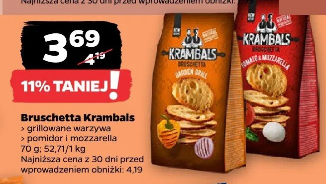 Bruschetta pomidor i mozzarella Krambals promocja w Netto