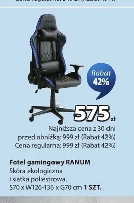 Fotel gamingowy Ranum promocja w Jysk