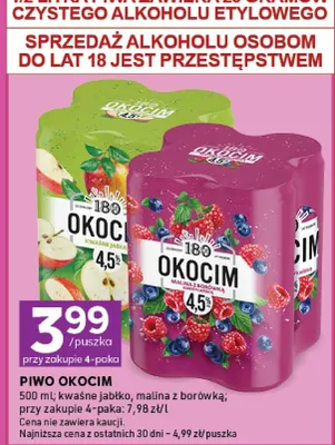 Piwo Okocim kwaśne jabłko promocja w Stokrotka