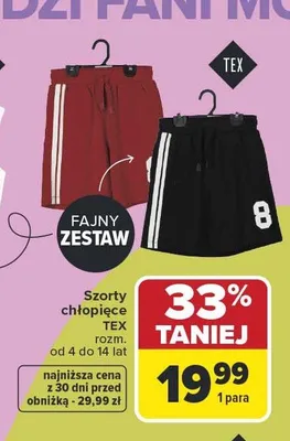 Szorty chłopięce TEX promocja w Carrefour