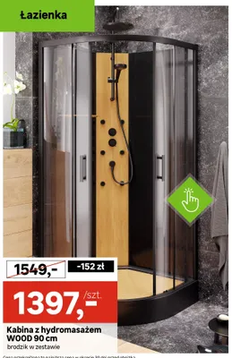 Kabina z hydromasażem WOOD 90 cm promocja w Leroy Merlin