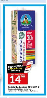 Śmietanka Łowicka 30% UHT promocja w Twój Market
