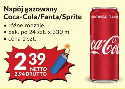 Napój gazowany Coca-Cola/Fanta/Sprite różne rodzaje promocja w Makro