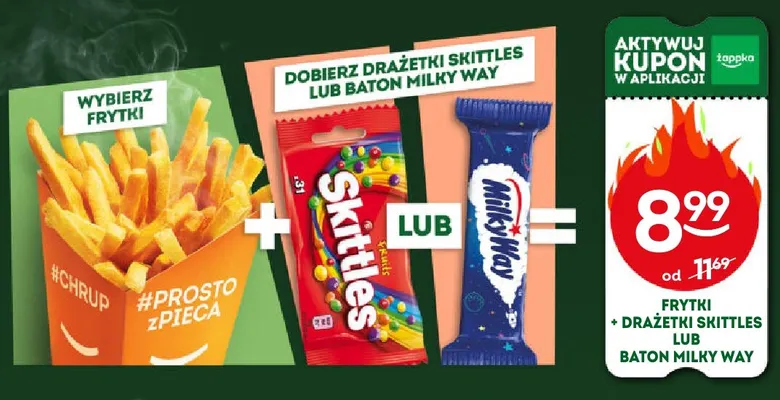 Zestaw frytki + drażetki Skittles promocja w Żabka