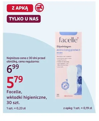 Wkładki higieniczne Facelle promocja w Rossmann