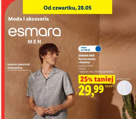 Koszula męska z bawełny Esmara Men promocja w Lidl