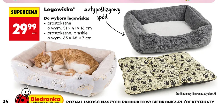Legowisko prostokątne promocja w Biedronka