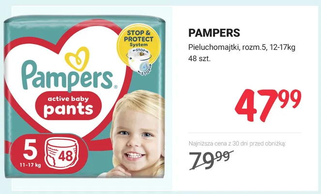Pieluchomajtki Pampers rozm. 5 12-17kg promocja w Rossmann