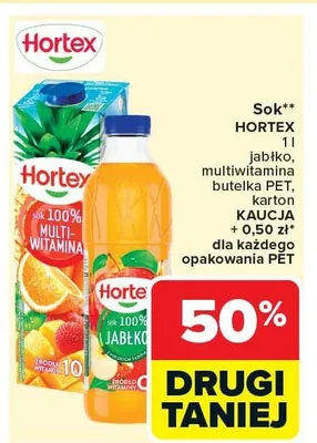 Sok multiwitamina, jabłko butelka PET, karton promocja w Carrefour Market