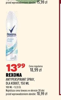 Antyperspirant spray dla kobiet Rexona promocja w Drogerie Natura