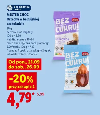 Orzechy w belgijskiej czekoladzie migdały Mister Choc promocja w Lidl