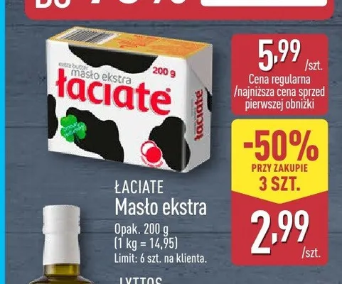 Masło ekstra Łaciate promocja w Aldi