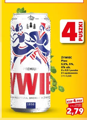 Piwo Żywiec 5,5% 4-pak 500 ml promocja w Kaufland