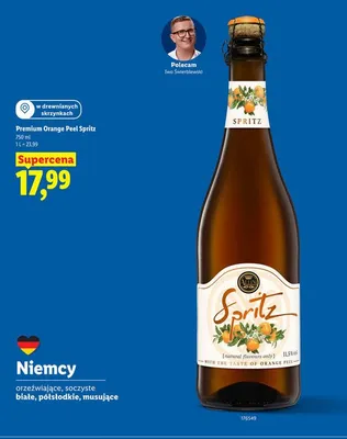 Wino musujące Premium Orange Peel Spritz promocja w Lidl