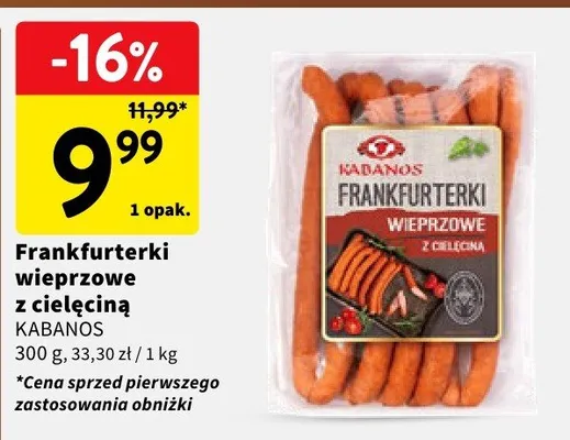 Frankfurterki wieprzowe z cielęciną Kabanos promocja w Intermarche