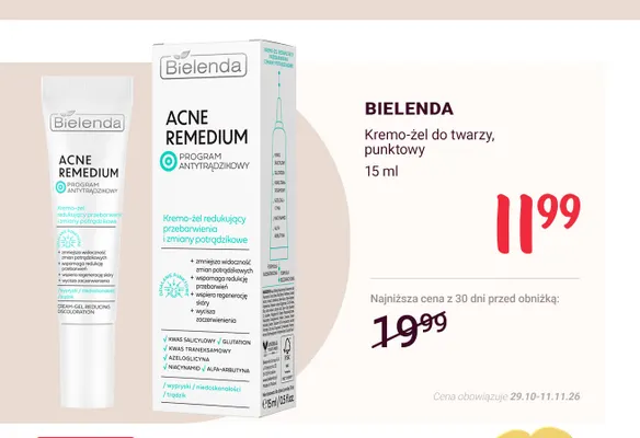 Kremo-żel do twarzy punktowy Bielenda promocja w Rossmann