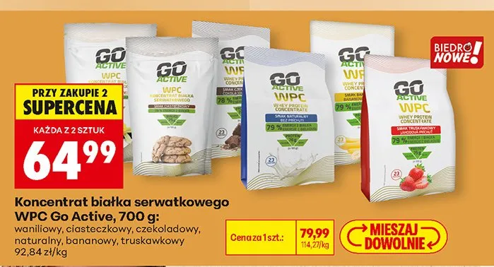 Koncentrat białka serwatkowego WPC Go Active waniliowy promocja w Biedronka