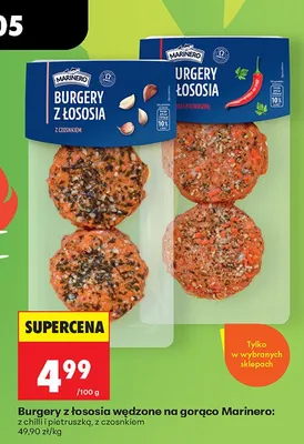 Burgery z łososia wędzone na gorąco Marinero z chilli i pietruszką promocja w Biedronka