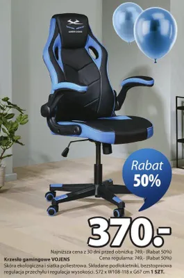 Krzesło gamingowe Vojens skóra ekologiczna i siatka poliestrowa promocja w Jysk