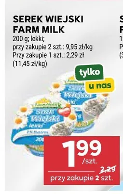 Serek wiejski lekki Farm Milk promocja w Stokrotka