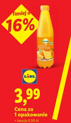 Sok 100% Pomarańcza Solevita promocja w Lidl