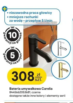 Bateria umywalkowa Roca Carelia czarna promocja w Castorama
