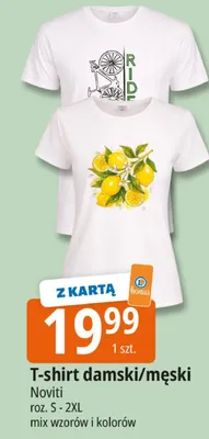 T-shirt damski/męski Noviti roz. S - 2XL mix wzorów i kolorów promocja w Leclerc