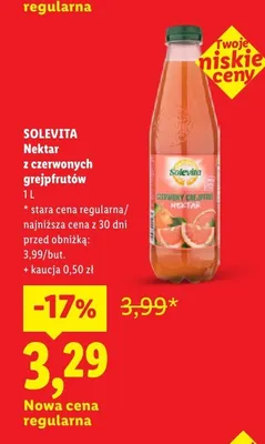 Nektar z czerwonych grejpfrutów Solevita promocja w Lidl