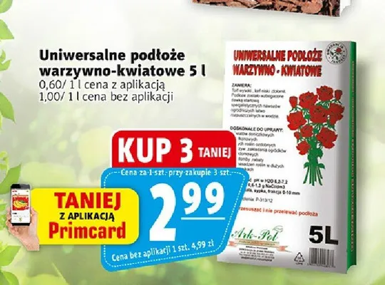 Uniwersalne podłoże warzywno-kwiatowe Ark-Pol promocja w Prim Market
