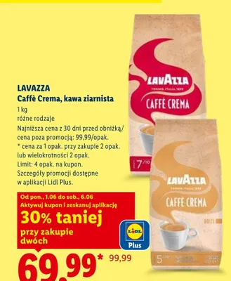 Kawa ziarnista Lavazza Caffè Crema promocja w Lidl