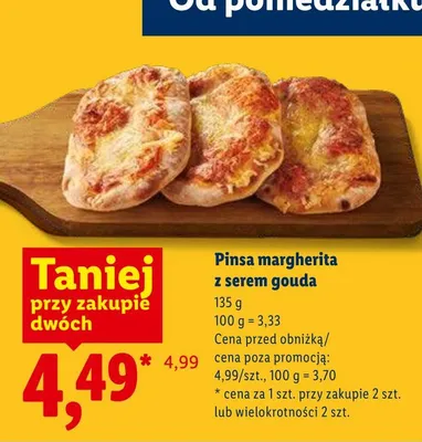 Pinsa margherita z serem gouda promocja w Lidl