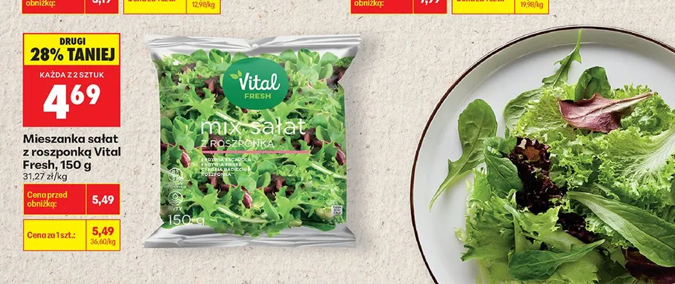 Mieszanka sałat z roszponką Vital Fresh promocja w Biedronka