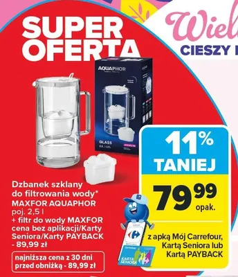 Dzbanek szklany do filtrowania wody promocja w Carrefour