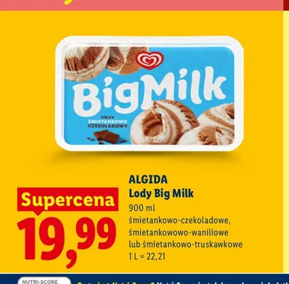Lody Big Milk śmietankowo-waniliowe Algida promocja w Lidl