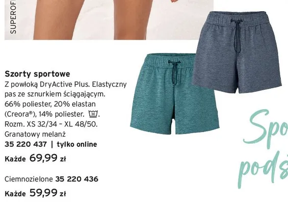 Szorty sportowe ciemnozielone promocja w Tchibo