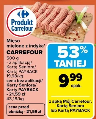 Mięso mielone z indyka Carrefour promocja w Carrefour Market