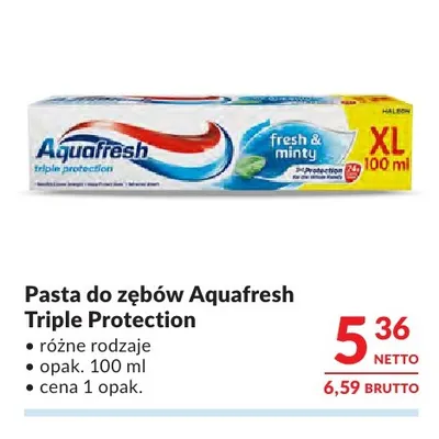 Pasta do zębów Aquafresh Triple Protection promocja w Makro
