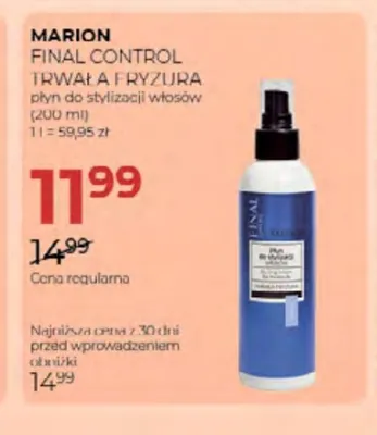 Płyn do stylizacji włosów Marion Final Control Trwała Fryzura promocja w Drogerie Jawa