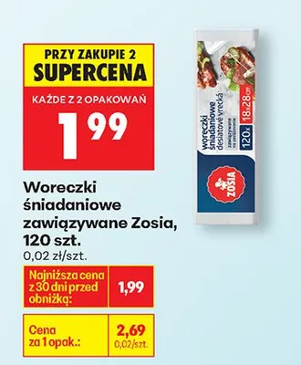 Woreczki śniadaniowe zawiązywane Zosia promocja w Biedronka