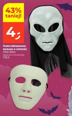 Maska halloweenowa świecąca w ciemności promocja w Dealz