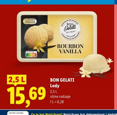 Lody Bourbon Vanilla Bon Gelati promocja w Lidl