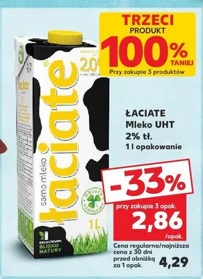 Mleko UHT Łaciate 2% tł. promocja w Kaufland