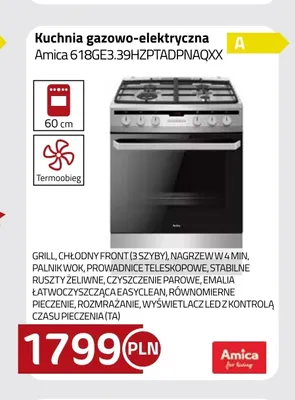 Kuchnia gazowo-elektryczna Amica 618GE3,39HZPTADPNAQXX promocja w kakto.pl