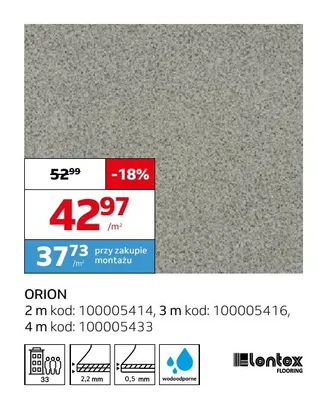 Wykładzina elastyczna Orion Lentex promocja w Komfort