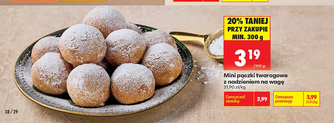 Mini pączki twarogowe z nadzieniem na wagę promocja w Biedronka