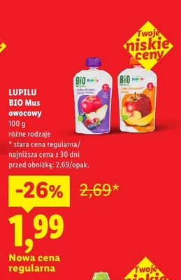 Mus owocowy różne rodzaje promocja w Lidl