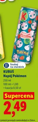 Napój Kubuś Pokémon promocja w Lidl
