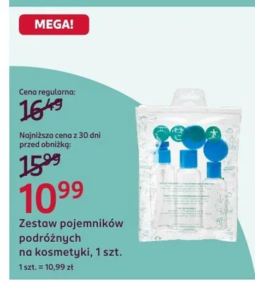 Zestaw pojemników podróżnych na kosmetyki promocja w Rossmann