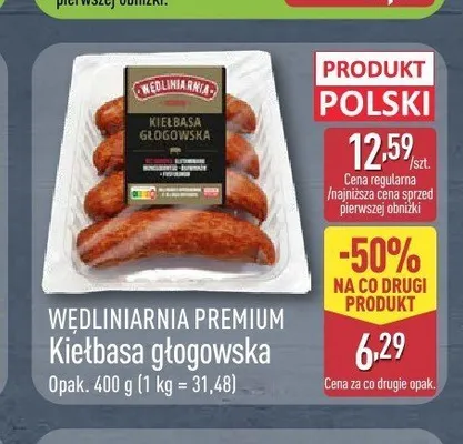 Kiełbasa głogowska Wędliniarnia Premium promocja w Aldi